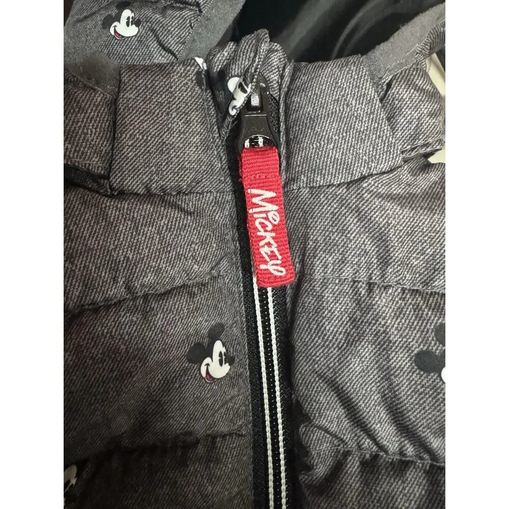 H&M Disney Infant Size 6 Months Mickey Mouse Ears Hooded Black Zip Puffer Vest